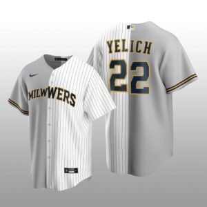 Split Replica Jersey Christian Yelich Gray-White Milwaukee Brewers