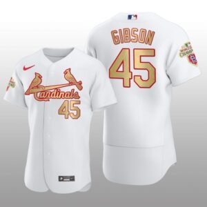 St. Louis Cardinals Bob Gibson World Series Champions Nike White Jersey