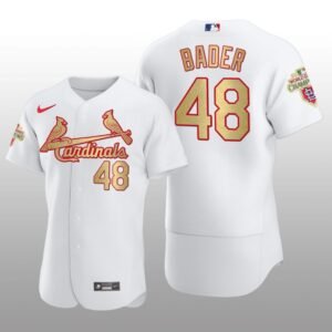St. Louis Cardinals Harrison Bader World Series Champions White Gold Jersey