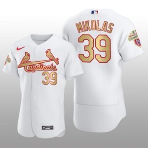 St. Louis Cardinals Miles Mikolas World Series Champions White Gold Jersey