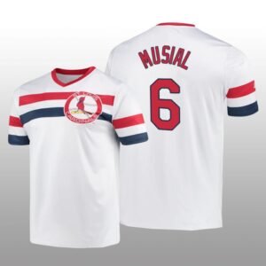 Stan Musial Cooperstown Collection Cardinals Jersey White V-Neck Men’s