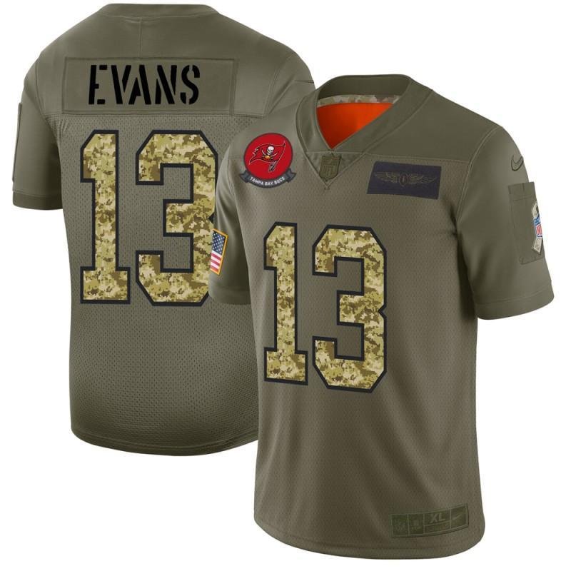 Tampa Bay Buccaneers #13 Mike Evans Nike 2019 Olive Camo Salute To Service Limited NFL Jersey