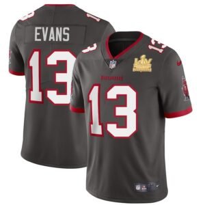 Tampa Bay Buccaneers #13 Mike Evans Super Bowl LV Champions Patch Nike Pewter Alternate Vapor Limited Jersey