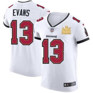 Tampa Bay Buccaneers #13 Mike Evans Super Bowl LV Champions Patch Nike White Vapor Elite Jersey