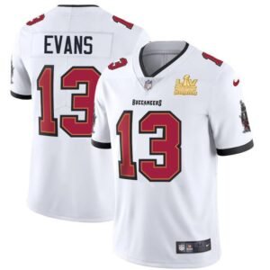 Tampa Bay Buccaneers #13 Mike Evans Super Bowl LV Champions Patch Nike White Vapor Limited Jersey
