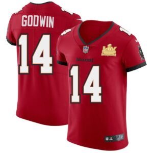 Tampa Bay Buccaneers #14 Chris Godwin Super Bowl LV Champions Patch Nike Red Vapor Elite Jersey
