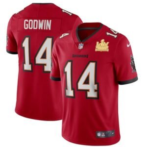 Tampa Bay Buccaneers #14 Chris Godwin Super Bowl LV Champions Patch Nike Red Vapor Limited Jersey