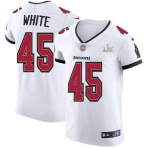 Tampa Bay Buccaneers #45 Devin White Super Bowl LV Bound Nike White Vapor Elite Jersey