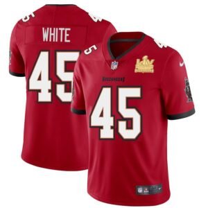 Tampa Bay Buccaneers #45 Devin White Super Bowl LV Champions Patch Nike Red Vapor Limited Jersey