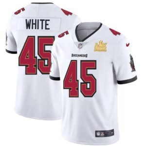 Tampa Bay Buccaneers #45 Devin White Super Bowl LV Champions Patch Nike White Vapor Limited Jersey