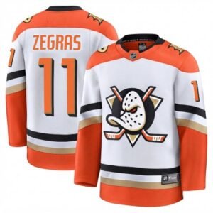 Trevor Zegras Men’s Anaheim Ducks White Away Premium Jersey