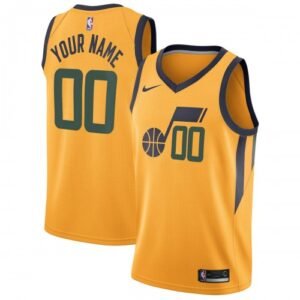 Utah Jazz Nike Swingman Custom Jersey – Statement Edition – Gold
