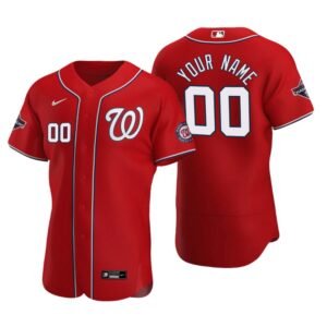 Washington Nationals Custom Scarlet 2020 Alternate Authentic Patch Jersey