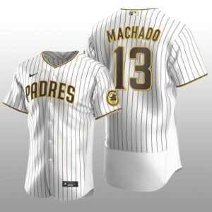 White Brown Authentic Manny Machado San Diego Padres Home Jersey