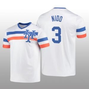 White V-Neck Men’s Tomas Nido Cooperstown Collection Mets Jersey