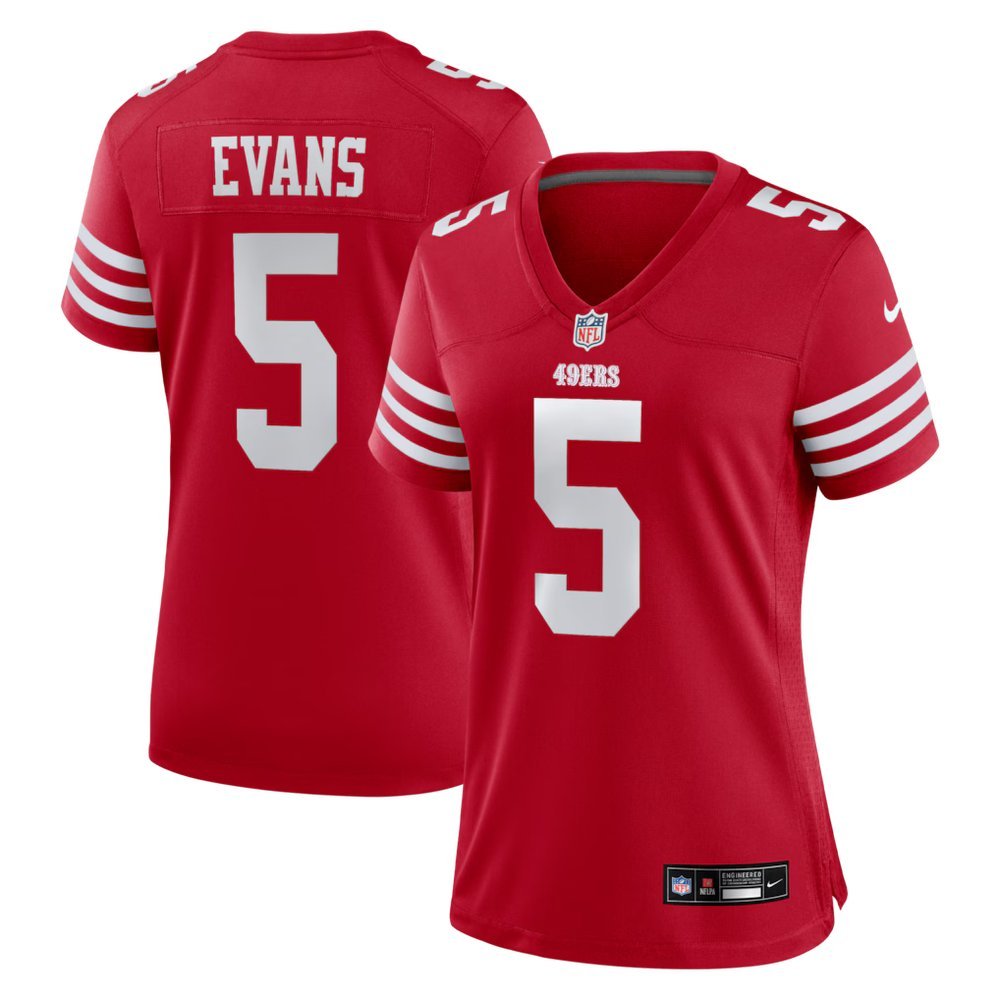 Women’s San Francisco 49ers #5 Mike Evans Nike Scarlet Game Jersey - Image 2